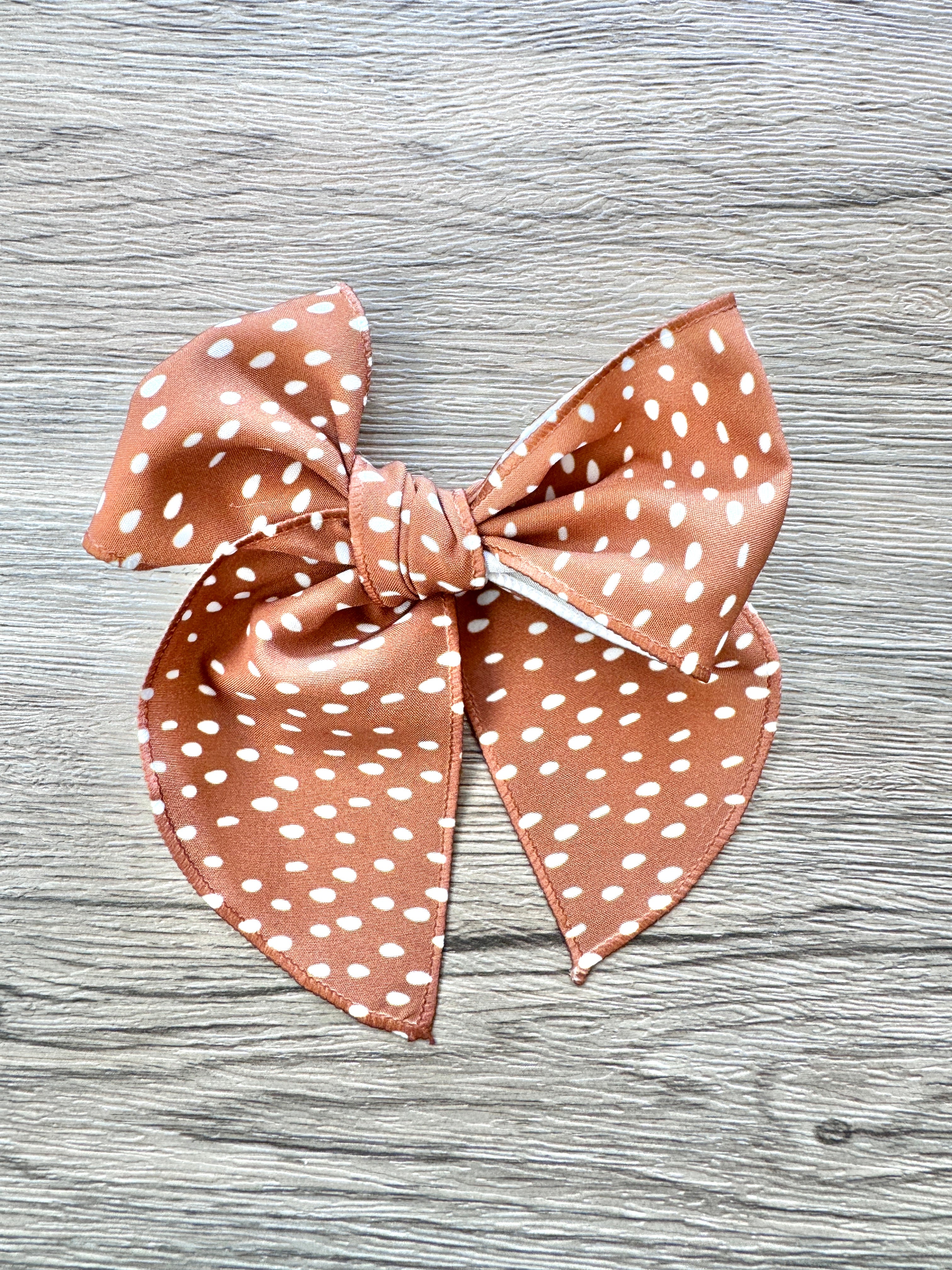 Rust Orange with White Dot Hand Tied Bow