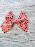 Rust Orange with Black Dots Hand Tied Bow
