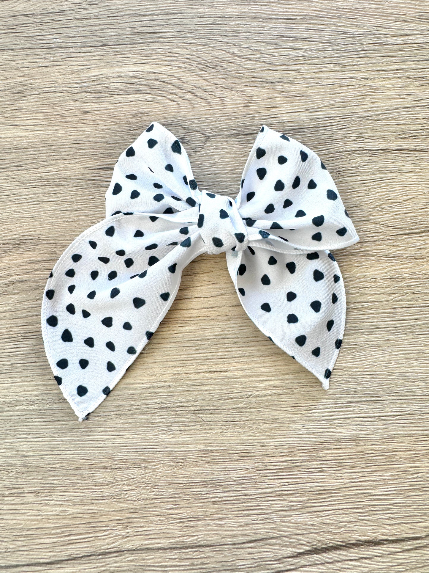 White with Black Dots Hand Tied Bow