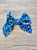 Navy with White Dots XL Hand Tied Bow