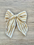 Mustard Linen Stripe Hand Tied Bow