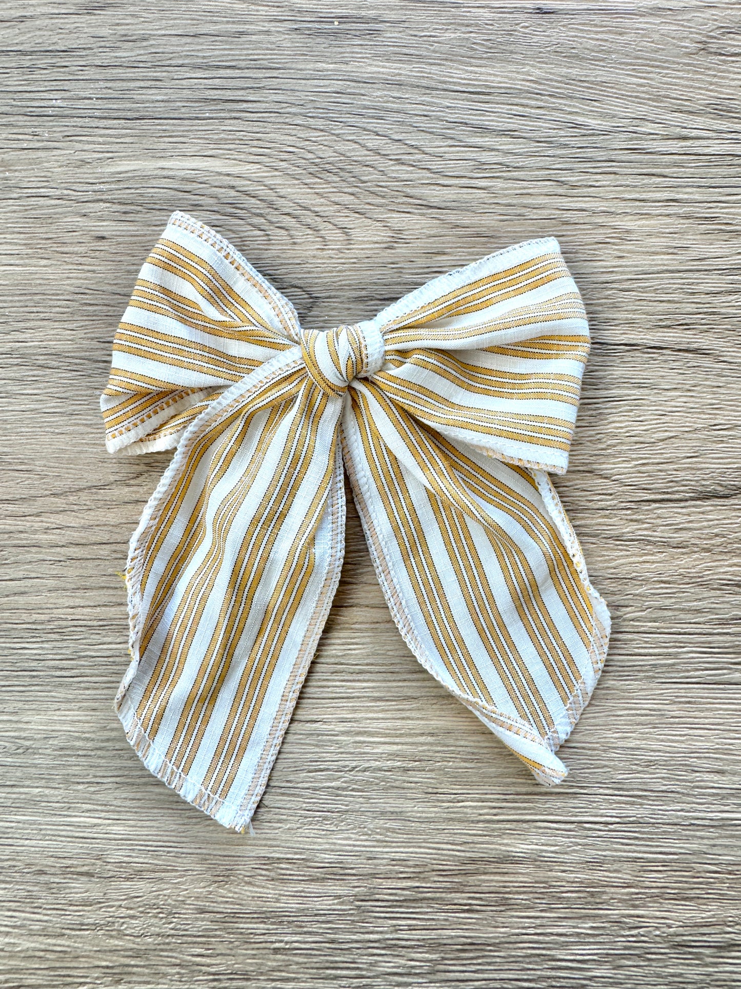 Mustard Linen Stripe Hand Tied Bow