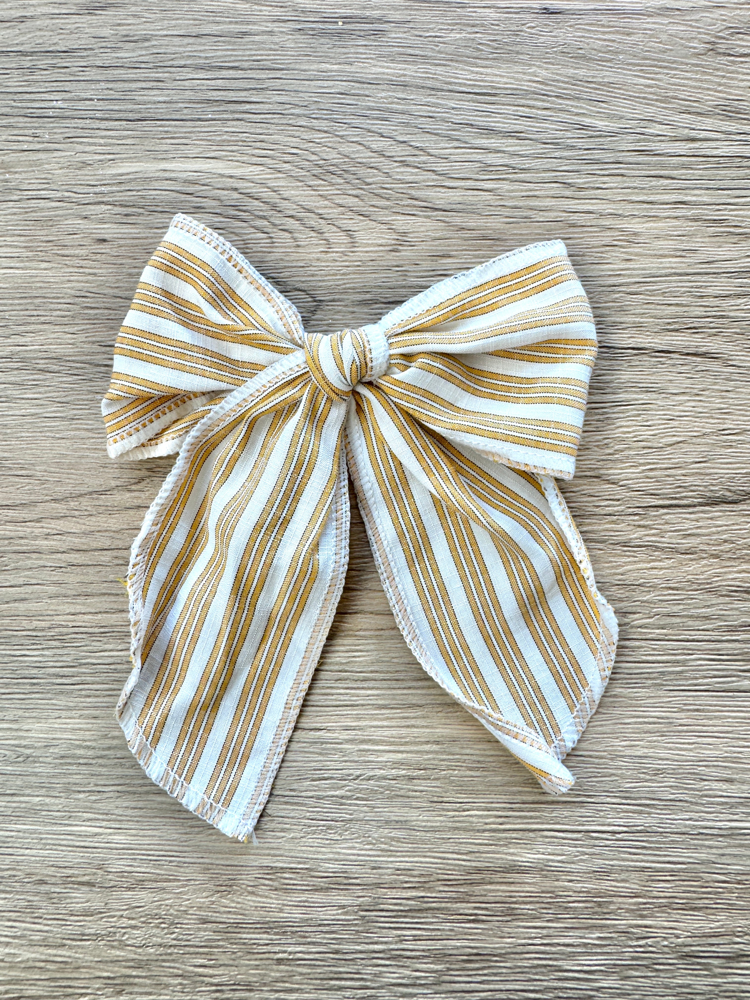 Mustard Linen Stripe Hand Tied Bow