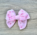 Light Pink Velvet Pearl Hand Tied Bow- Small