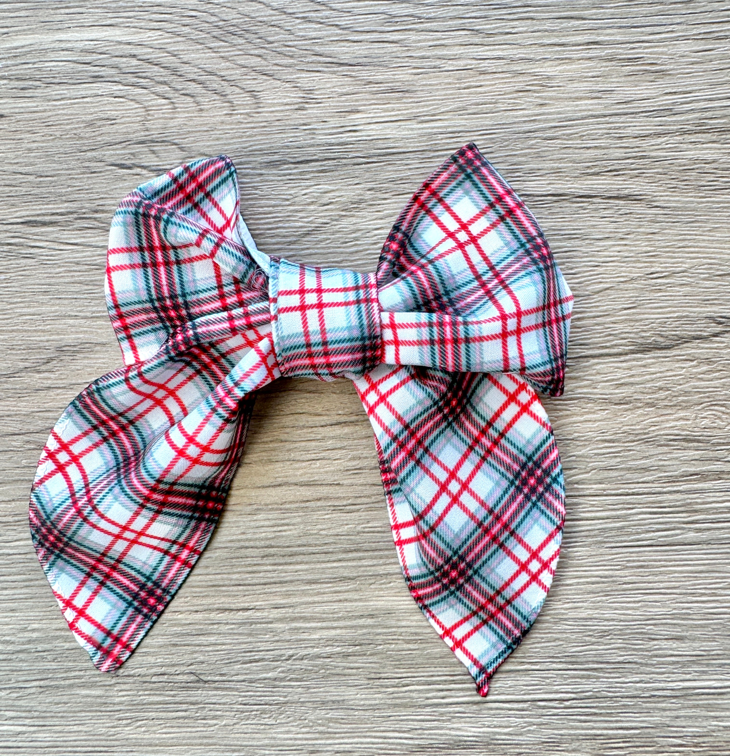 Christmas Plaid Hand Tied Bow
