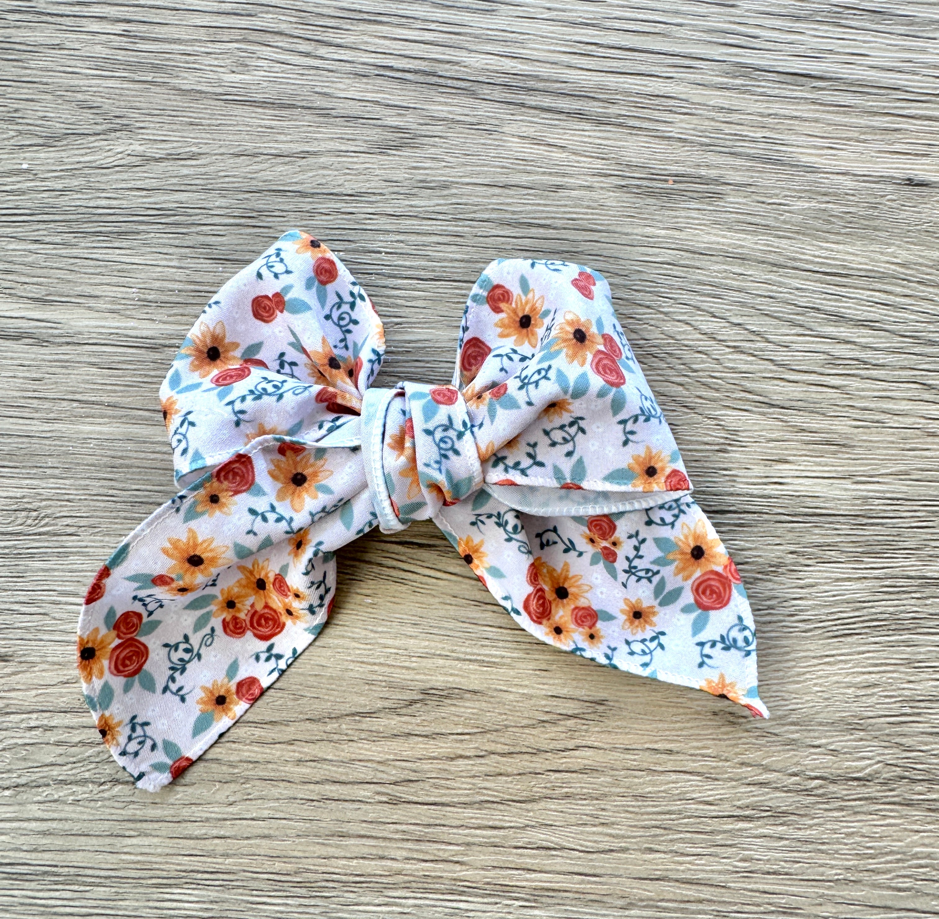 Sunflower with Sage Leaves Hand Tied Bow
