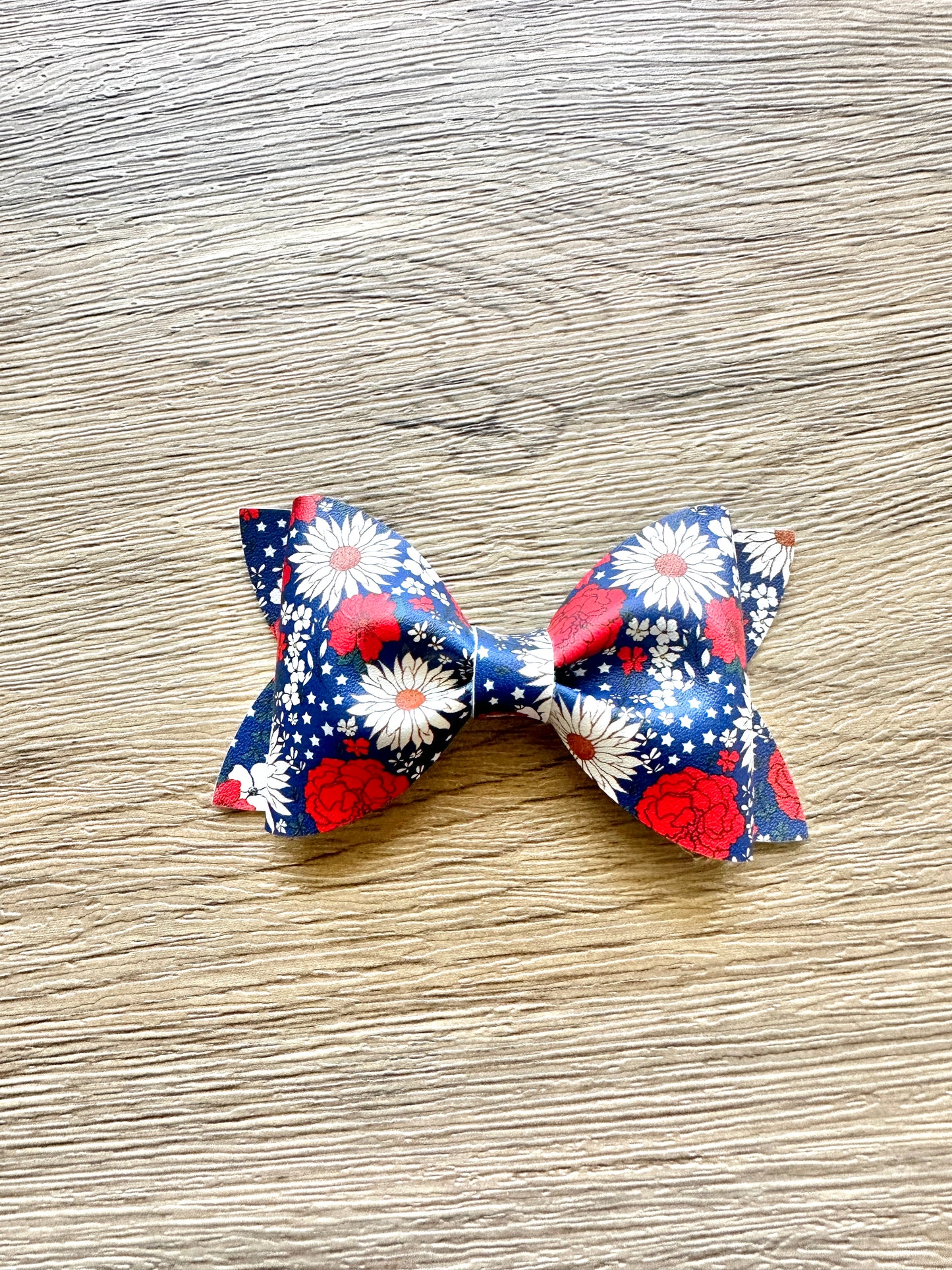 Navy Patriotic Floral Jordyn Bow