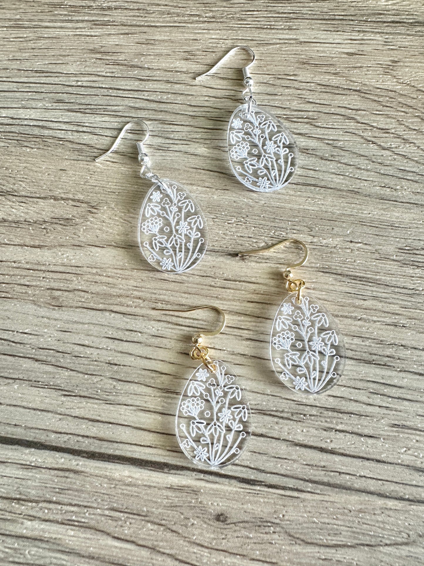 Teardrop Floral Engraved Earrings