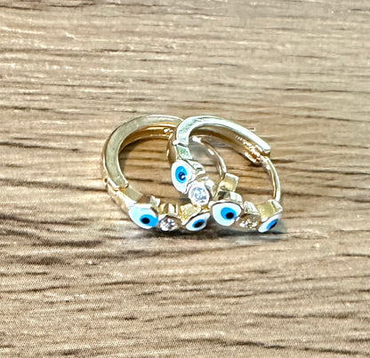 Evil Eye Gold Filled Hoops