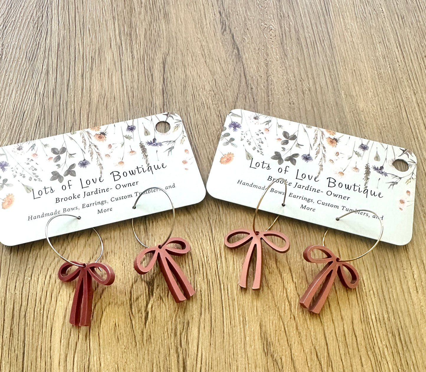 Metallic Berry Bow Hoop Earrings