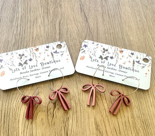 Metallic Berry Bow Hoop Earrings