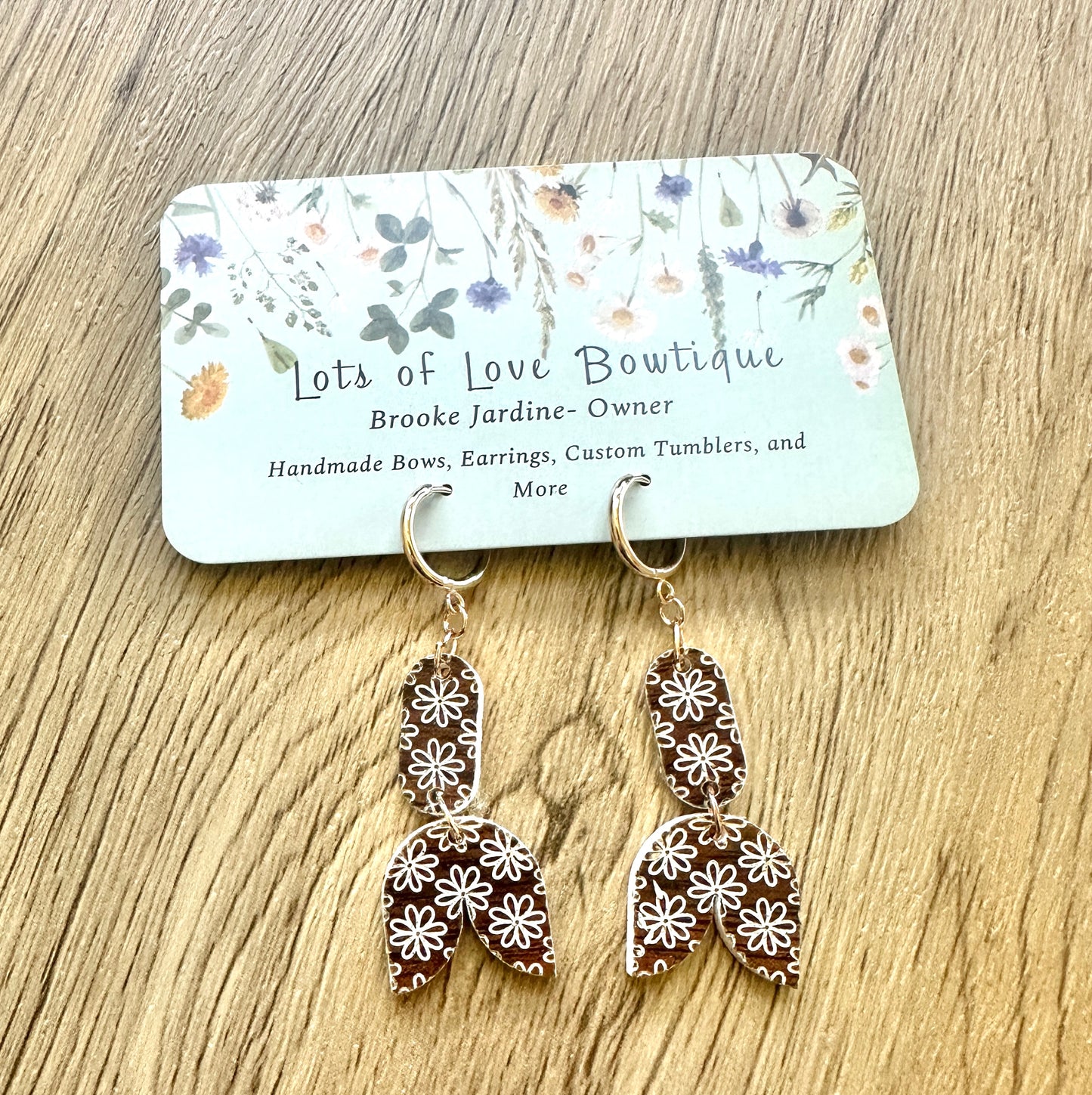 Wood look Small Split Arch Hoop Earrings