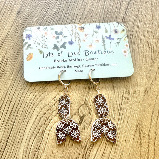 Wood look Small Split Arch Hoop Earrings