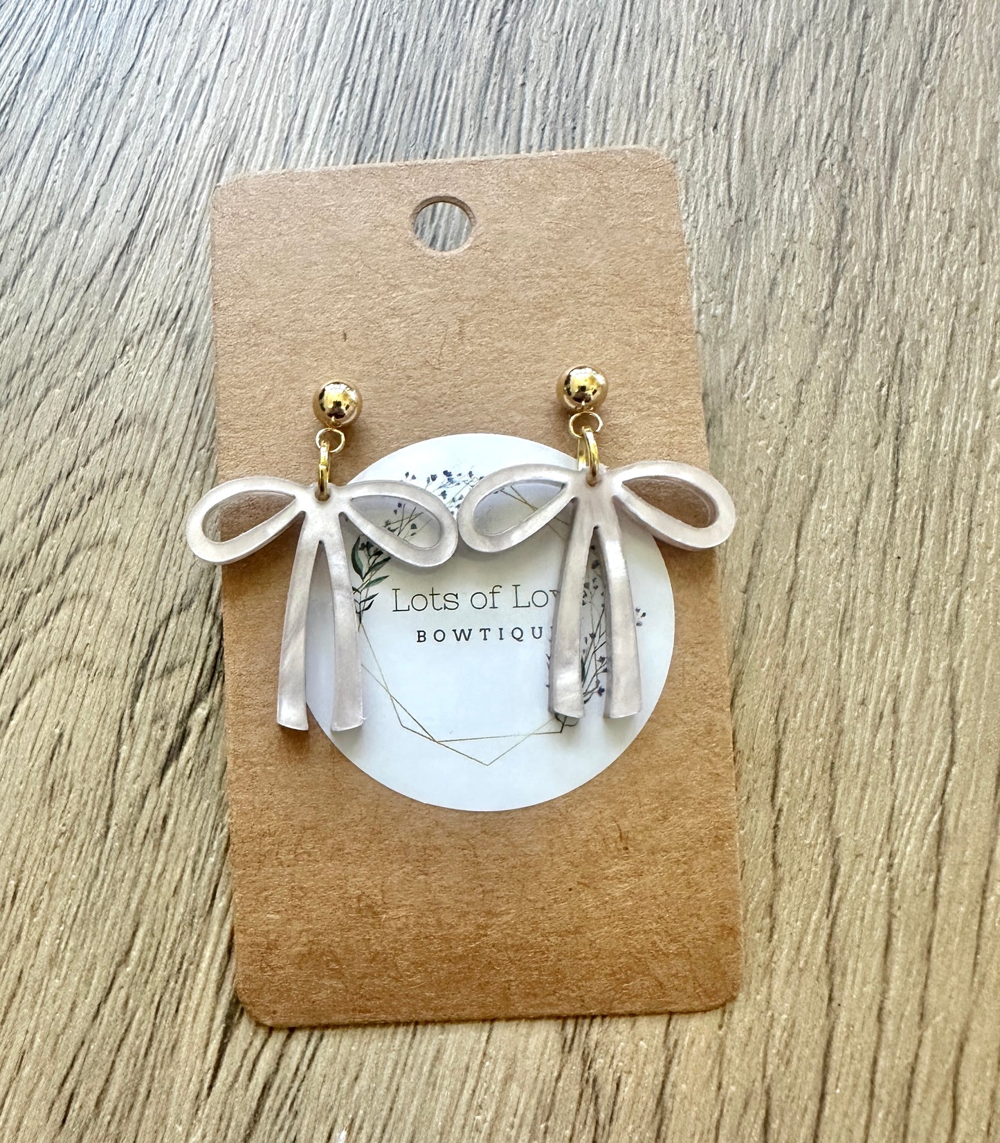 Pink Pearl Bow Stud Earrings