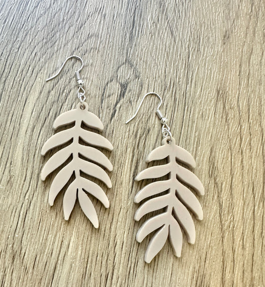 Matte Latte Full Leaf Earrings