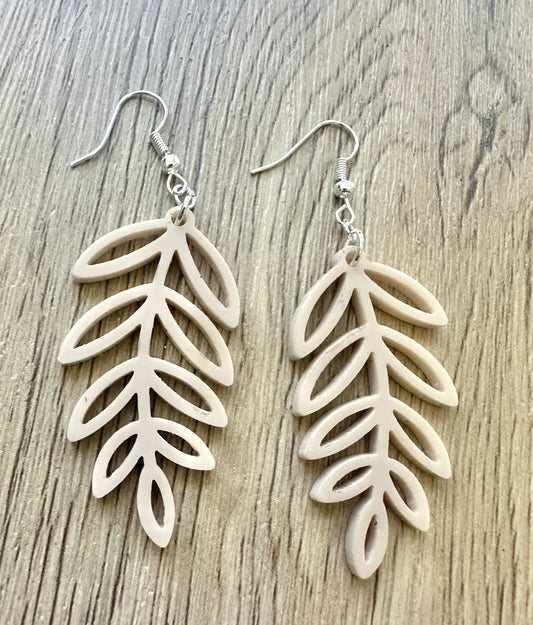 Matte Latte Outline Leaf Earrings