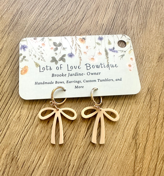 Matte Latte Gold Hoop Bow Earrings