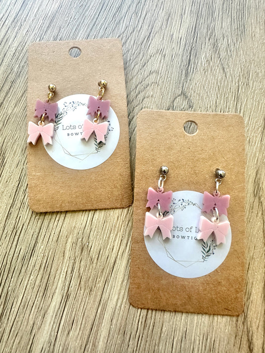 Matte Latte Mini Bow Stud Drop
