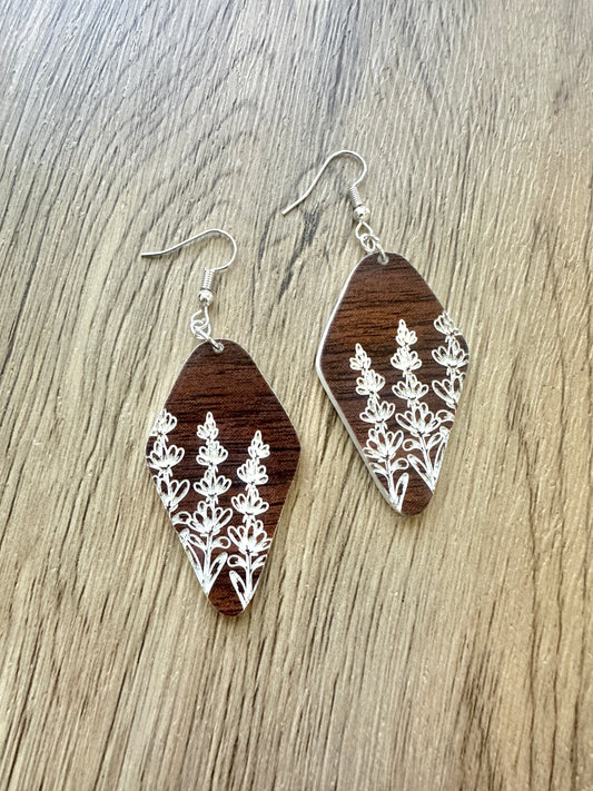 Wood look Diamond Wildflower Earrings