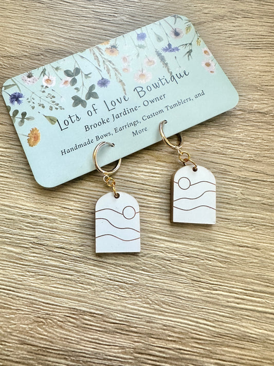 White and Gold Sunset Small Hoop Earrings