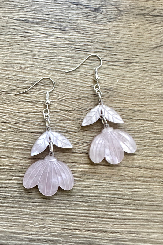 Pink Pearl Wildflower Earrings