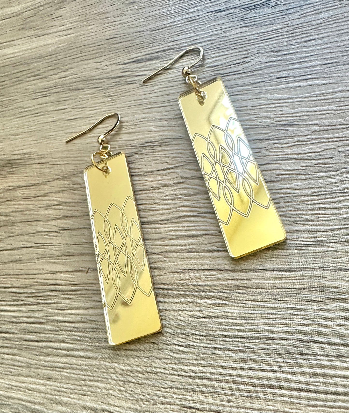 Gold Mirror Geometric Bar Earrings- Super lightweight