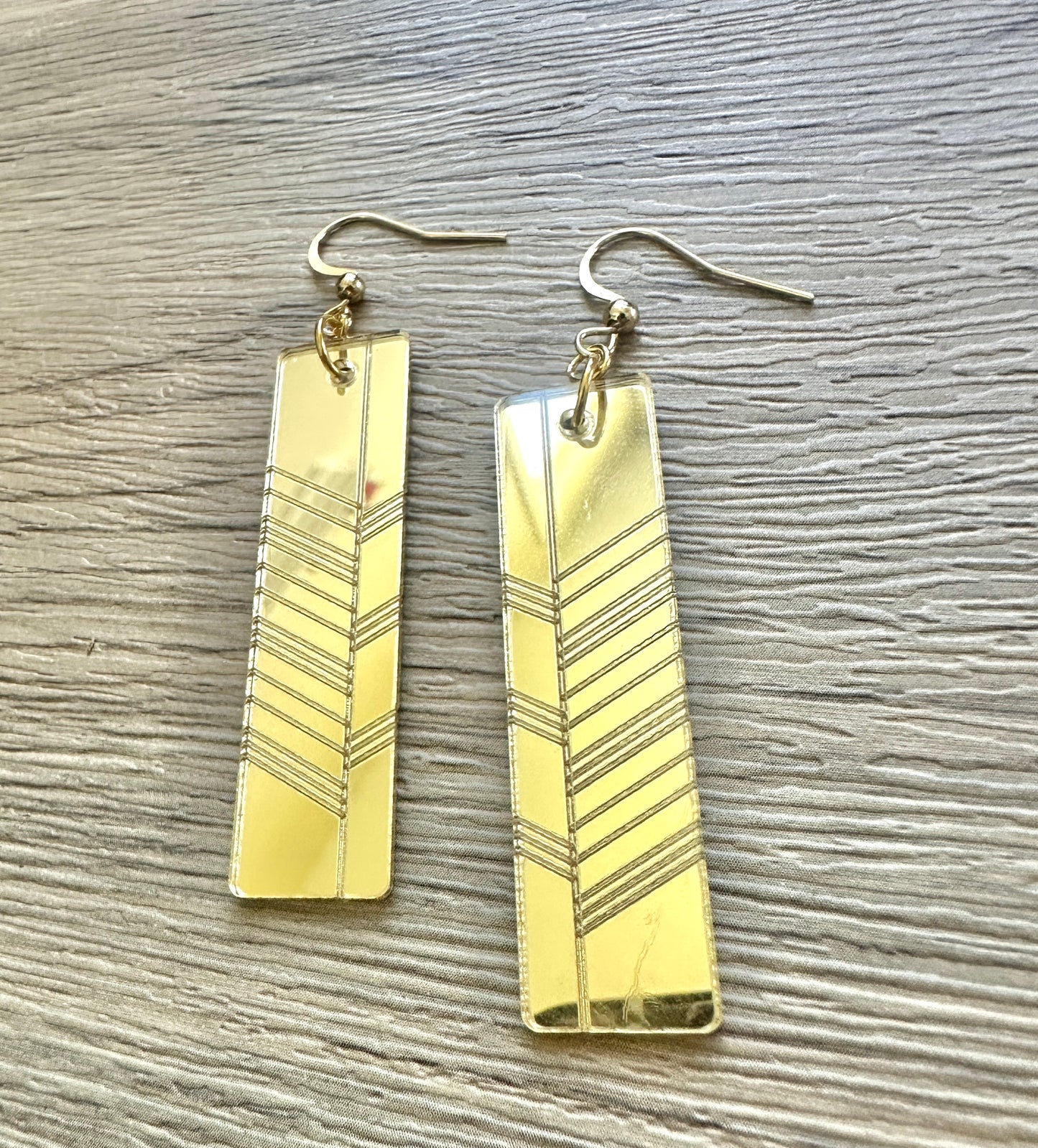 Gold Mirror Lines Bar Earrings- Super lightweight