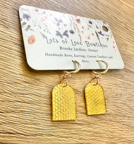 Gold Mirror Daisy Arch Hoop Earrings- Super lightweight