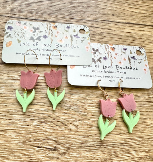 Matte Berry Tulip Earrings
