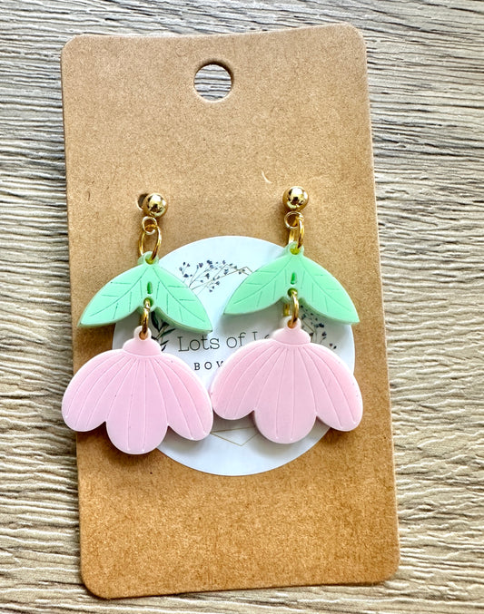 Light Pink Daisy Wildflower Stud Drop Earrings