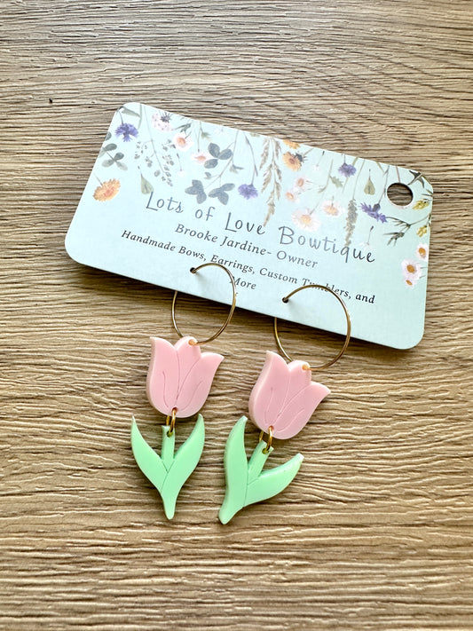 Light Pink Daisy Tulip Earrings