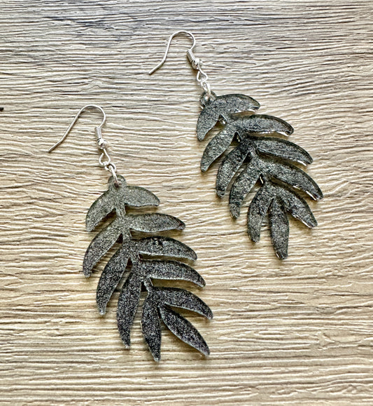 Charcoal Threads Leaf Earrings