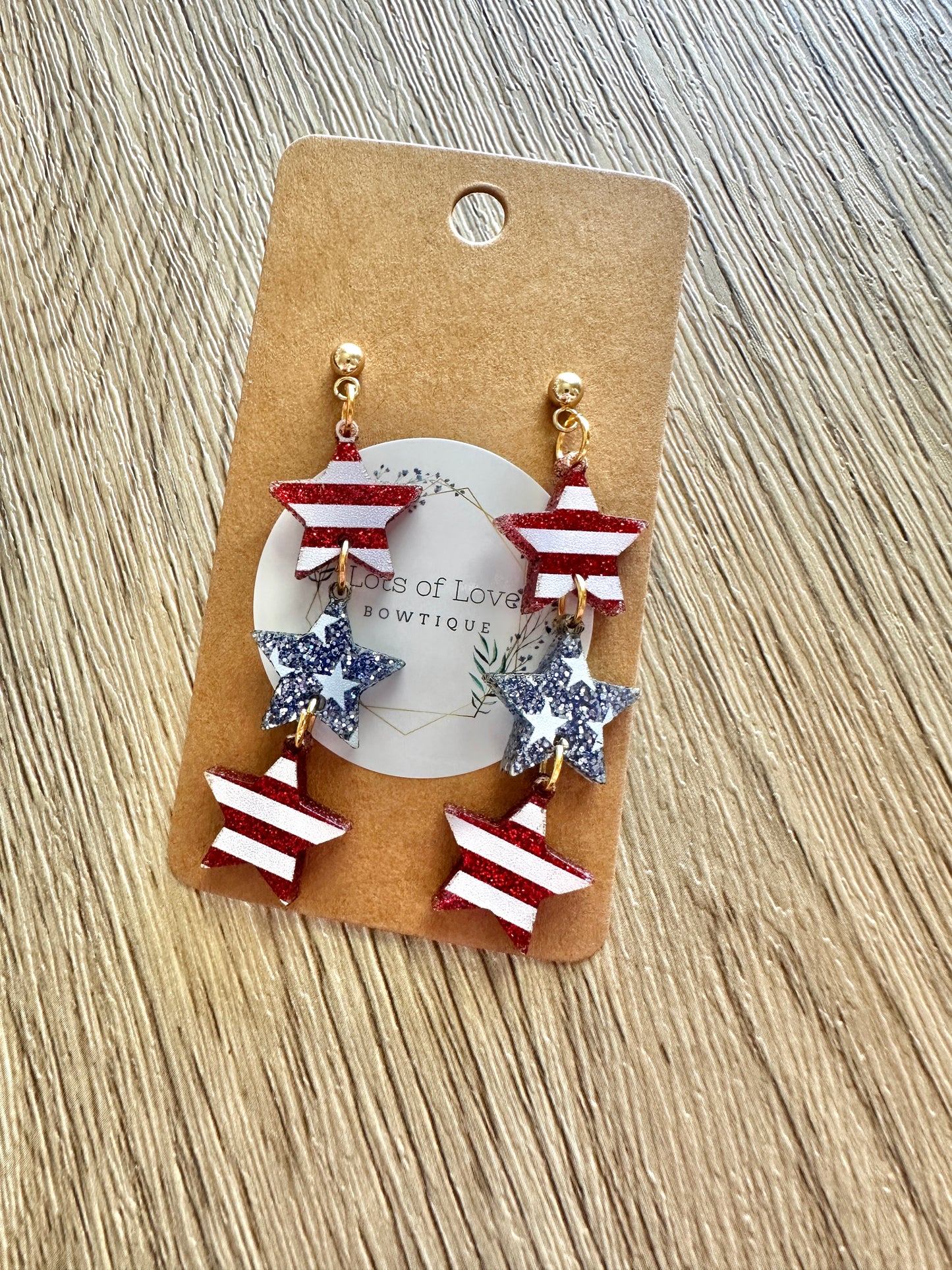 Stars and Stripes Small Triple Star Earrings