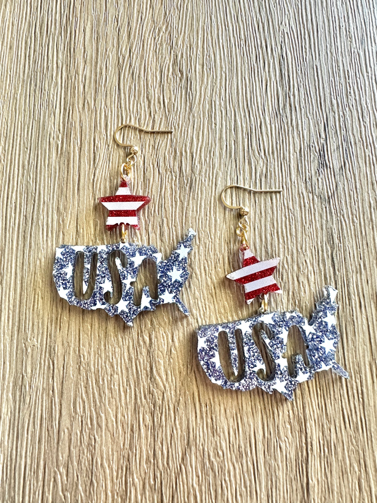Stars and Stripes USA Country Earrings