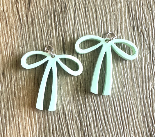 Mint Bow Hoop Charms