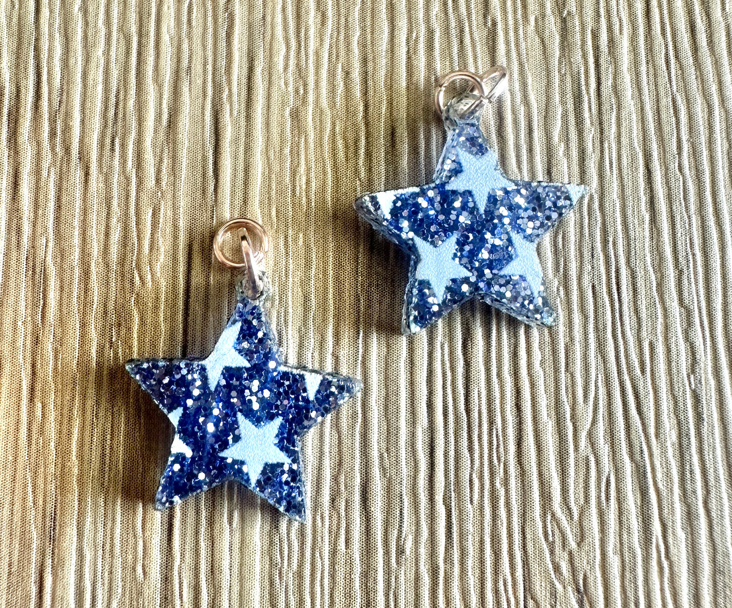 Blue Stars Hoop Charms