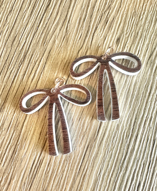 Wood Look Bow Hoop Charms