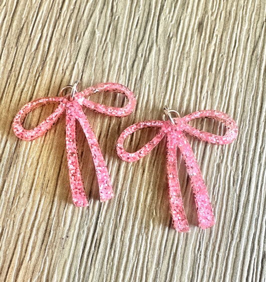 Neon Pink Bow Hoop Charms