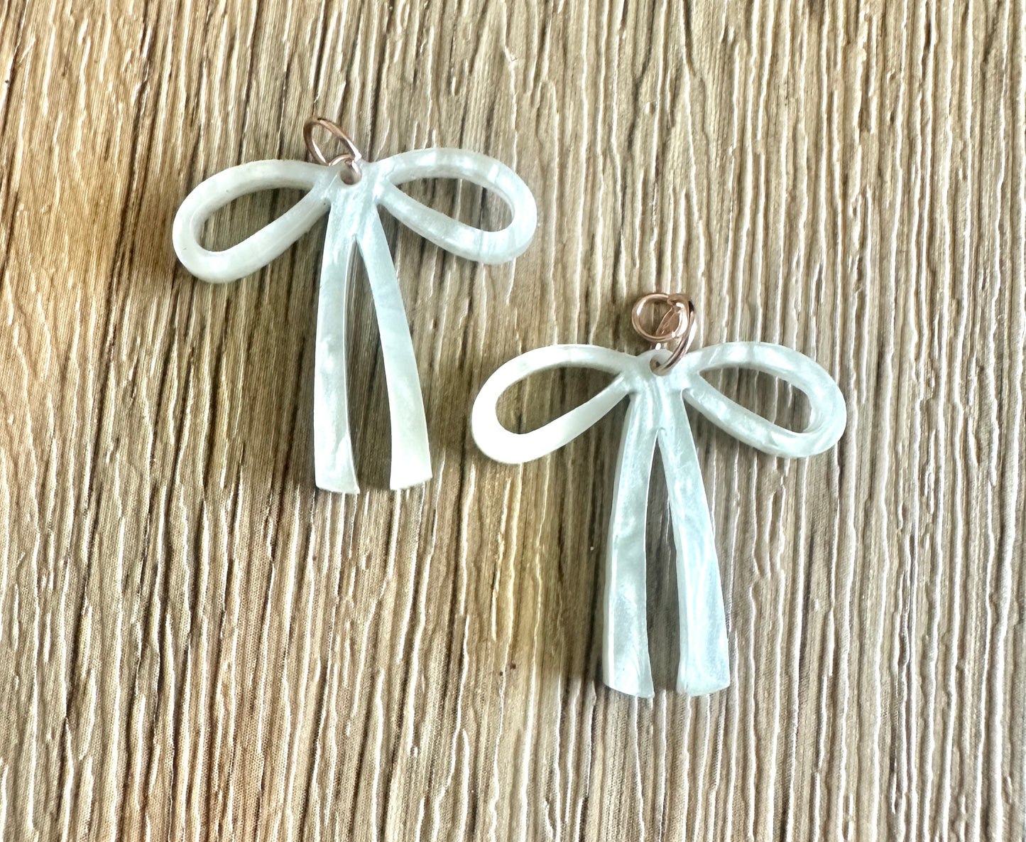 Mint Pearl Bow Hoop Charms