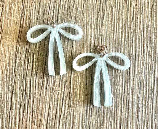 Mint Pearl Bow Hoop Charms