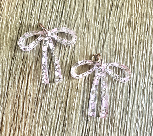 Light Pink Glitter Bow Hoop Charms