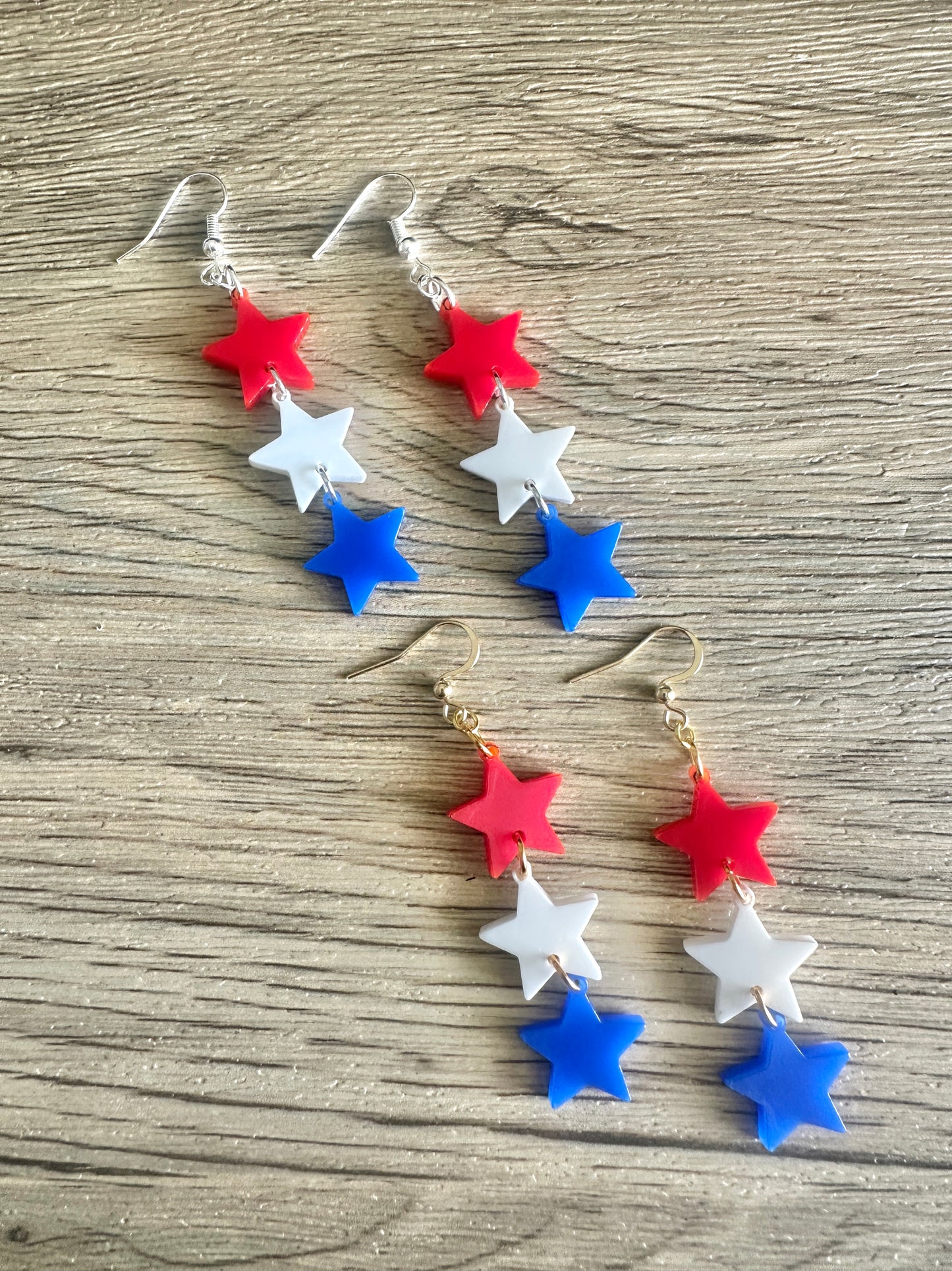 Patriotic Triple Star Earrings