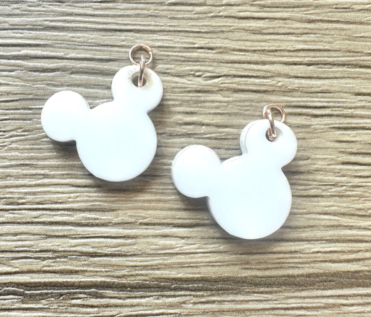 White Mouse Hoop Charms