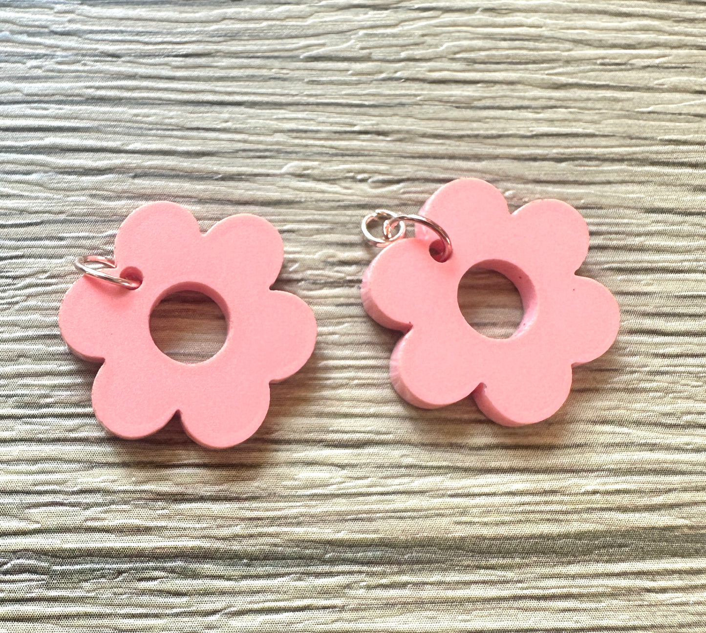 Coral Daisy Hoop Charms