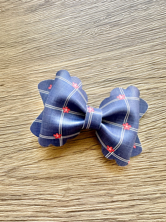 Navy Plaid Red Daisy Grace Bow