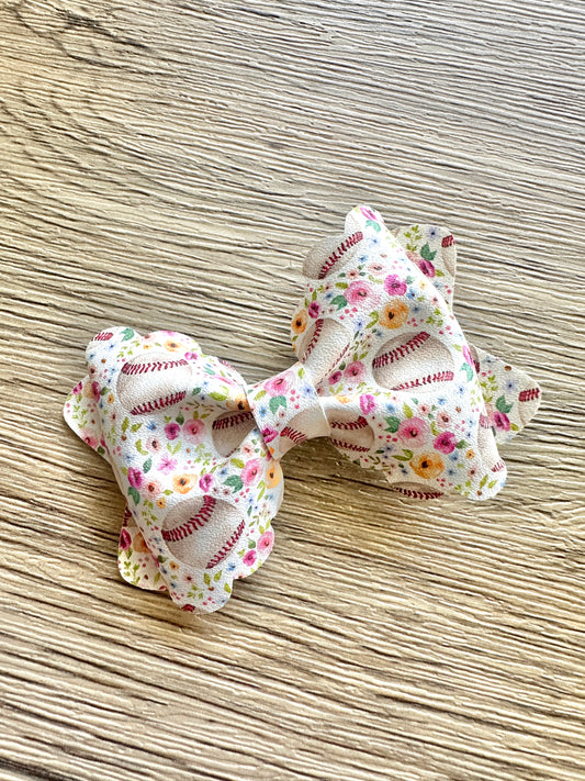 Floral Baseball Grace Bow