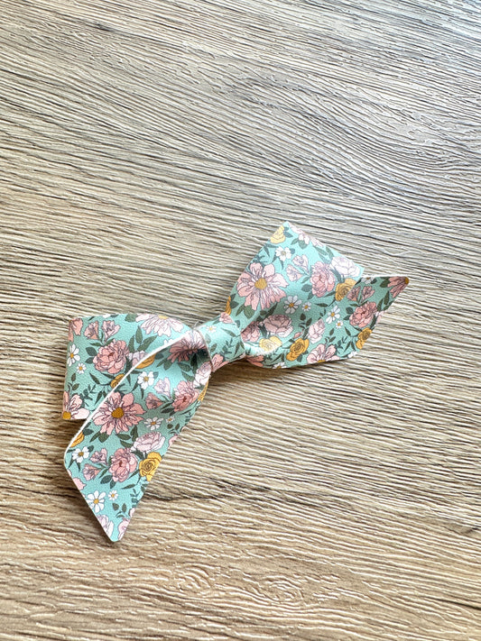 Teal Floral Blakely Bow