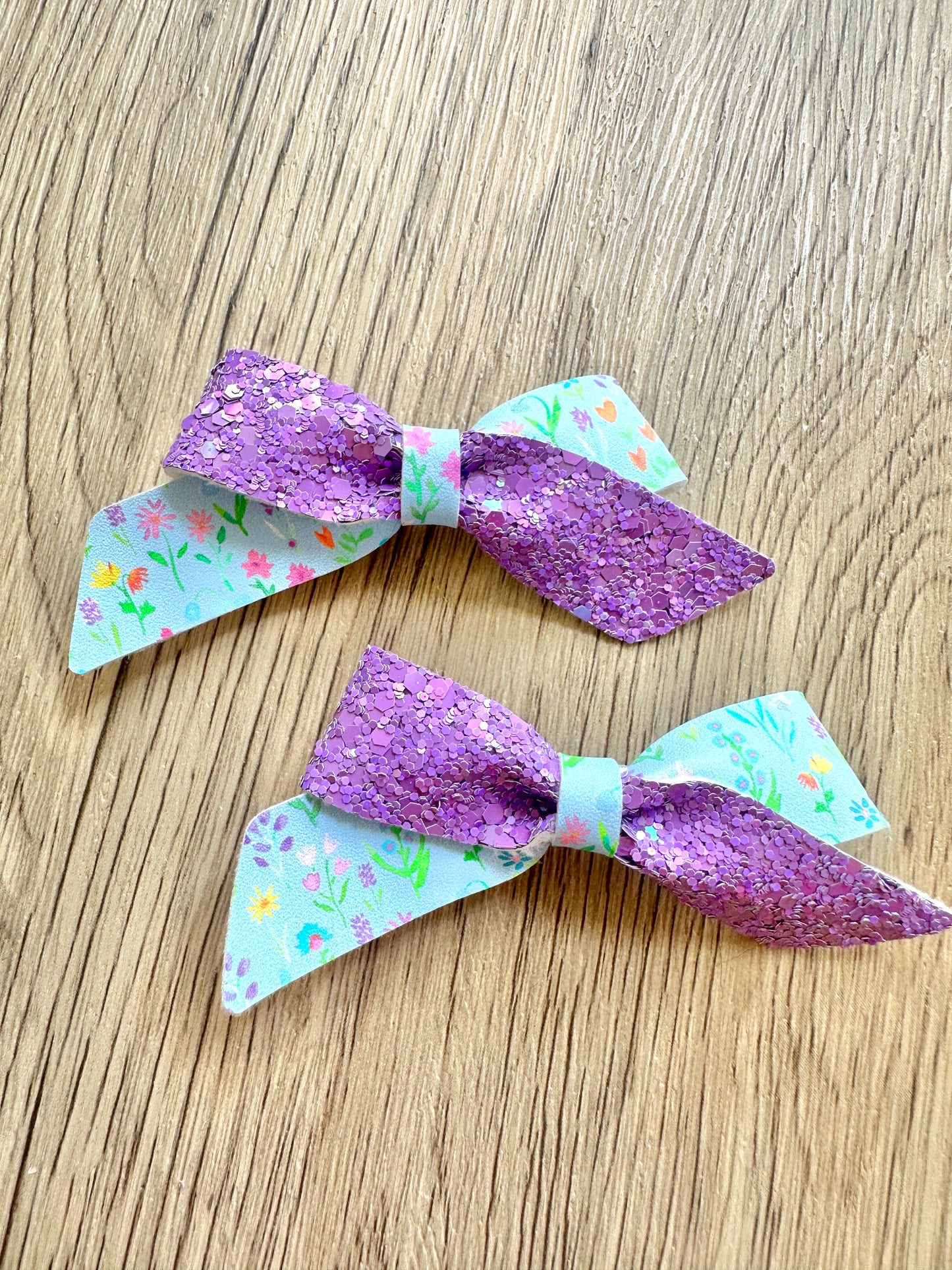 Purple Glitter and Floral Blakely Pigtail Set