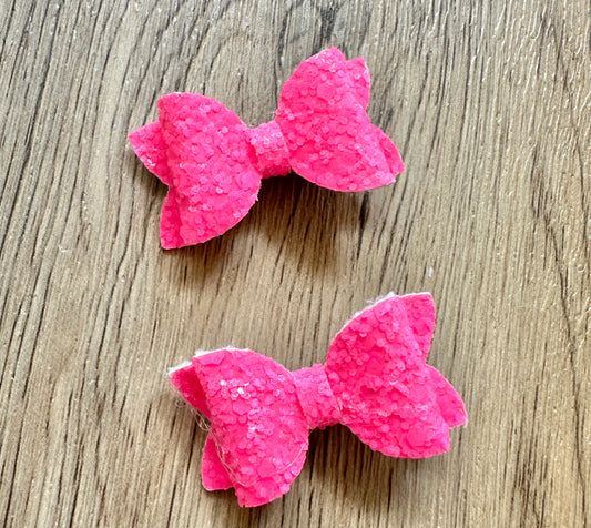Neon Pink Glitter Mini Pigtail Set