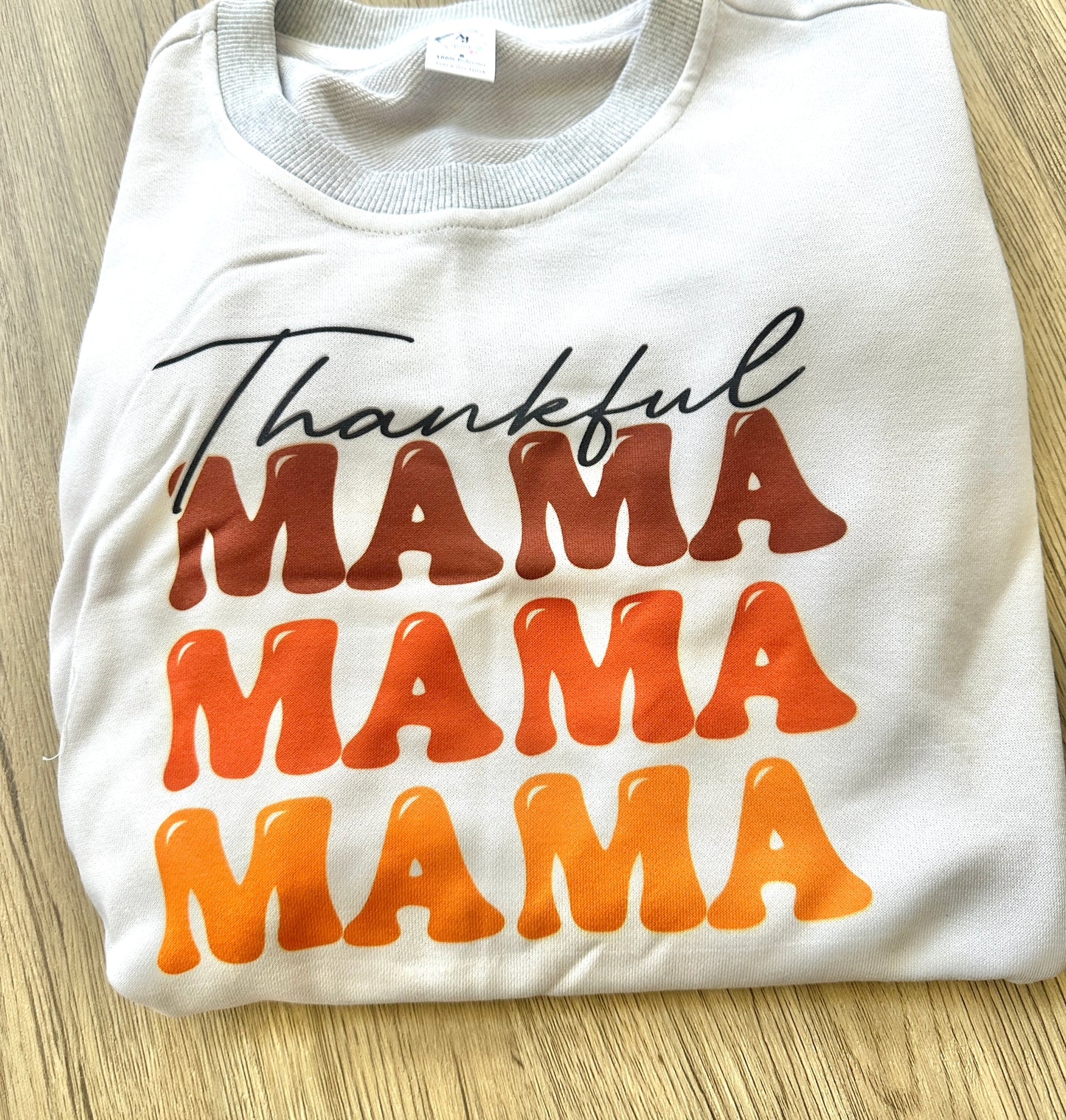 Gray Thankful Mama Crewneck